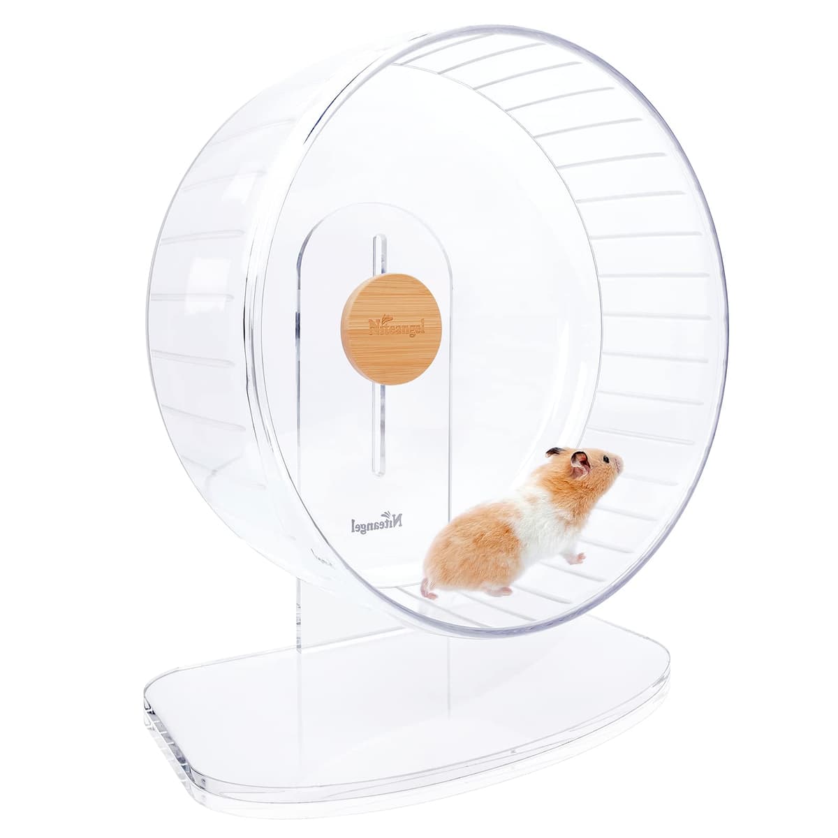 Niteangel Super Silent Hamster Exercise Wheels - Quiet Spinner Hamster Running Wheels with Adjustable Stand for Hedgehog Gerbils Mice Or Other Small Animals (Large, Transparent) — view 30