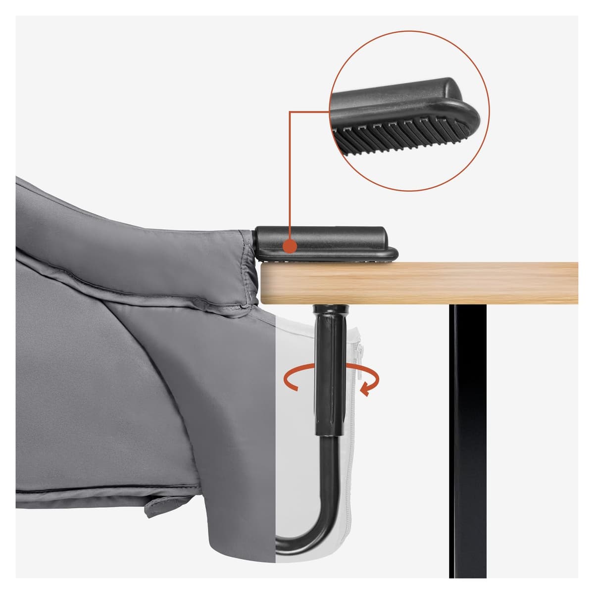 Hauck Fix N Sit Portable Baby Table Seat - Clip-On Travel High Chair for Babies & Toddlers (6m+), Secure 5-Point Harness, Foldable Screw Attachment, Washable Seat Cover, Organiser Pocket — view 4