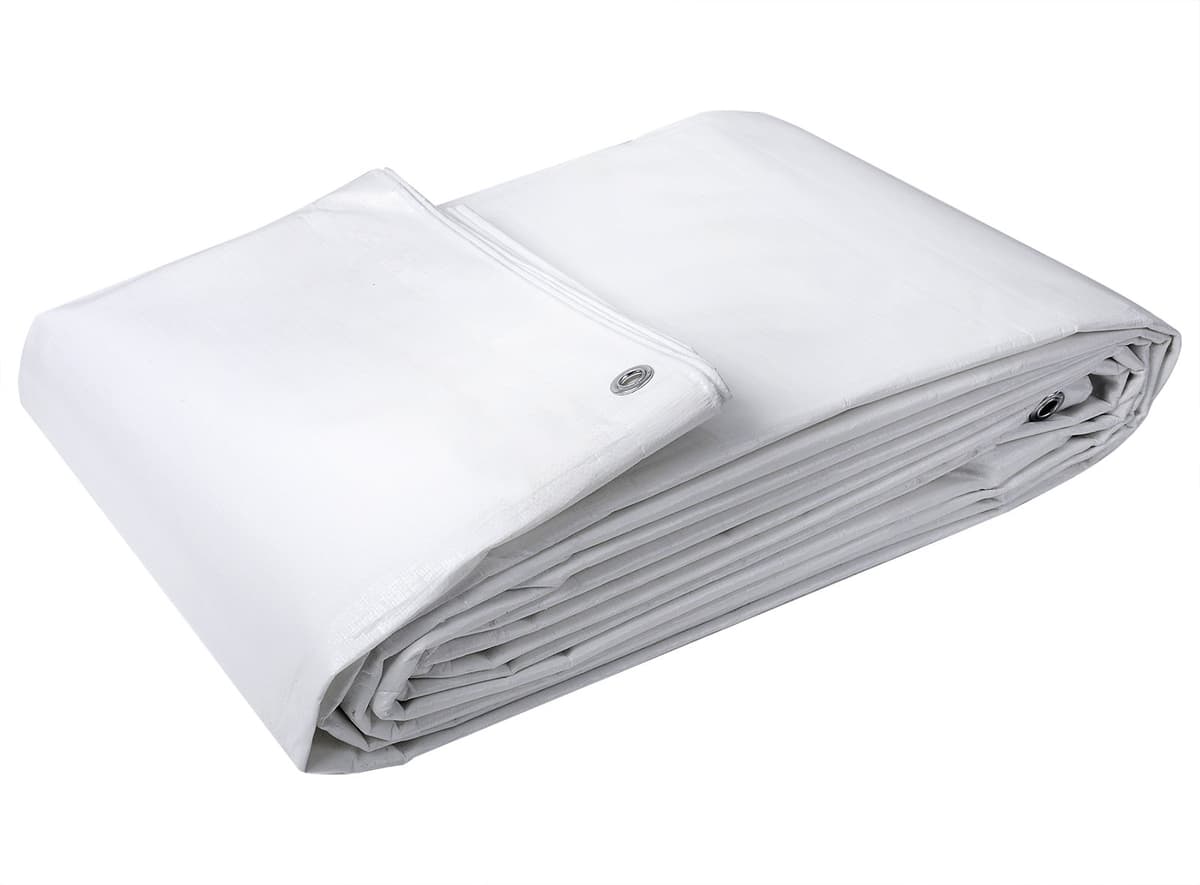 WOLTU Lona Impermeable Exterior 3x4m, 180g/m² Lona de Protección Toldo Reforzado PE con Ojales, Duradera Resistente a Los Rayos UV Desgarros, para Leña, Muebles, Jardín, Piscinia, Blanco — view 3