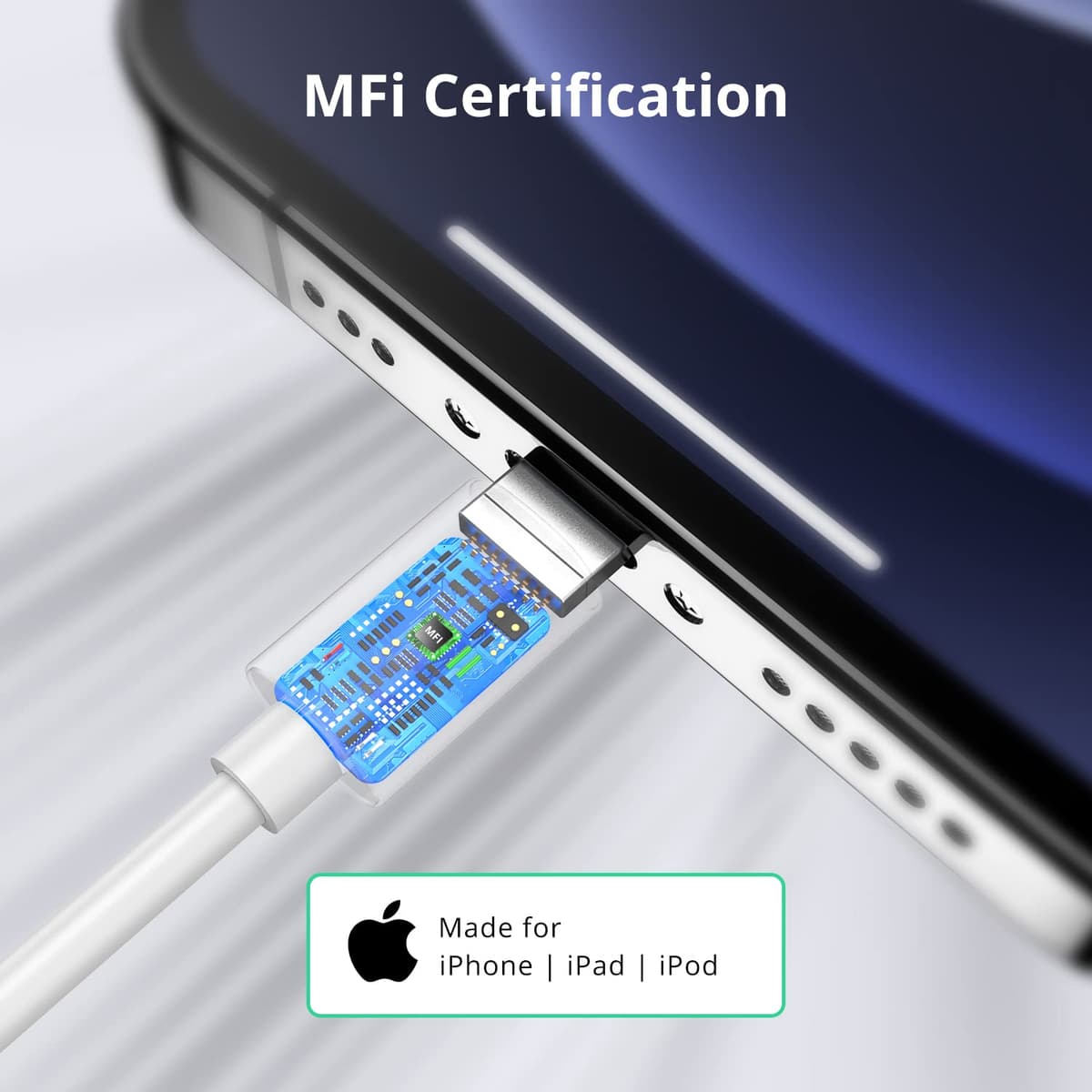 2Pack 1.8M iPhone Charger Cable [Apple MFi Certified] Lightning to USB Cable Lead 6 Foot, 2.4A Fast Charging Cable for iPhone 14 13 12 11 Pro Max XS XR X 8 7 6 Plus 5, iPad and iPod — view 2
