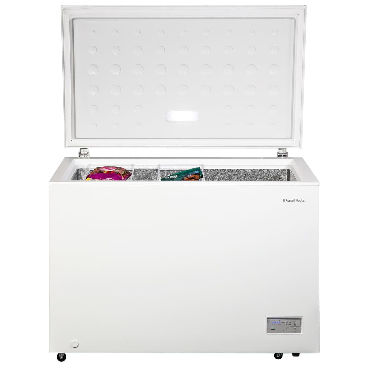 Russell Hobbs Free Standing Chest Freezer, 300 Litres, Low Noise, Garage Safe, Counterbalance Lid, Front Drain Hole, 1.8m Cord, Castor Wheels, 5 Year Registered Guarantee White, RH300CF201W — view 4