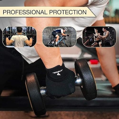 ATERCEL Workout Gloves for Men and Women, Exercise Gloves for Weight Lifting, Cycling, Gym, Training, Breathable and Snug fit (Black, L) — view 4