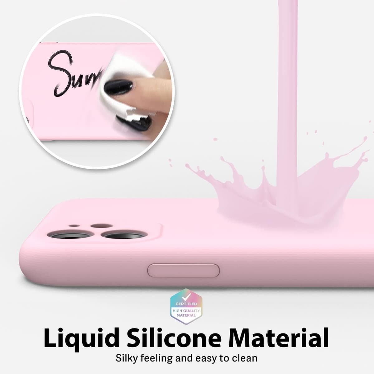 oakxco for iPhone 17 Pro Max Phone Case Liquid Silicone, Cute Thin Slim Grip Soft Rubber Gel for Women Men, Smooth Matte TPU Plain Solid Color Girly Simple Case with Camera Cover, Light Pink — view 1458