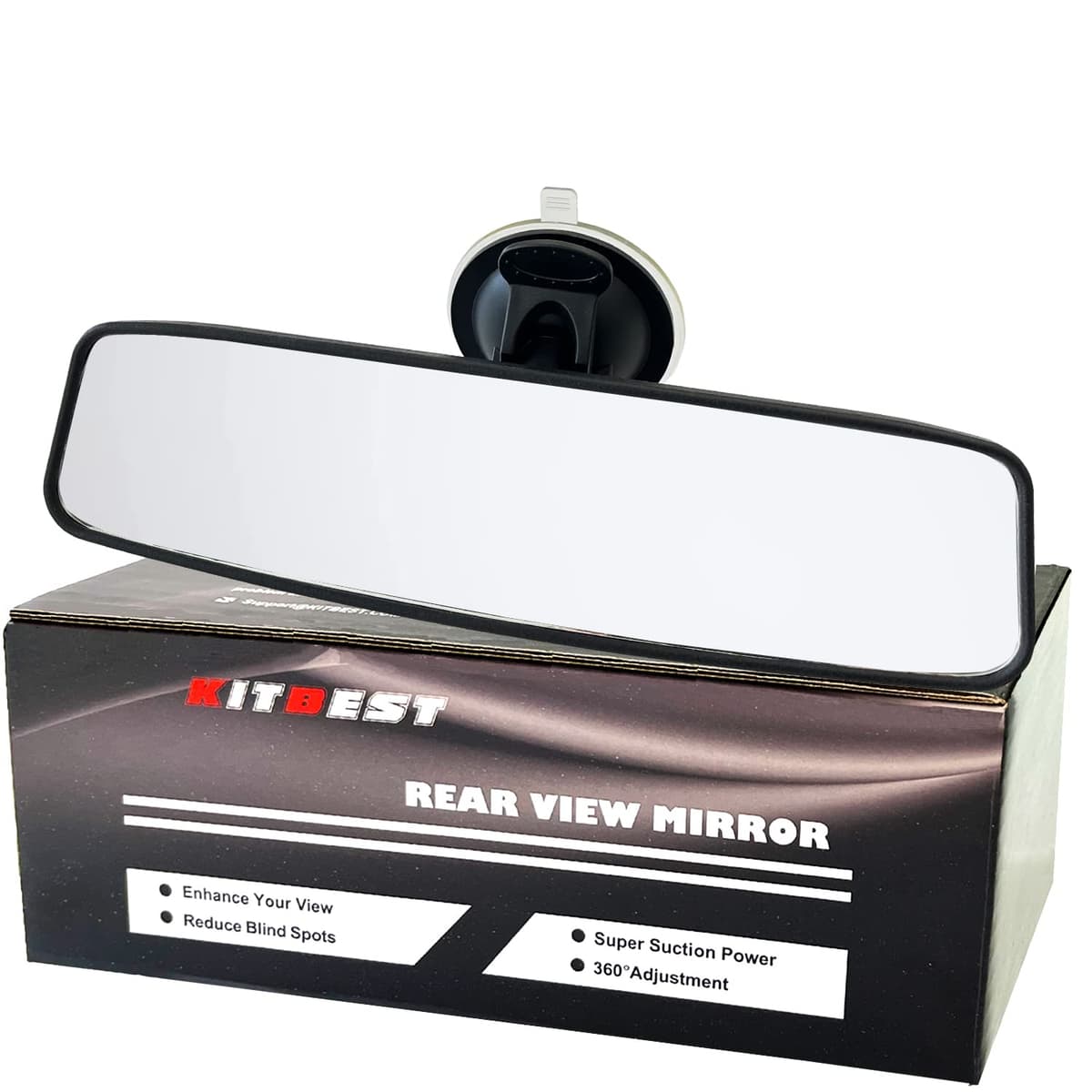 KITBEST Rear View Mirror Learner Driving Instructor Examiner Mirror Car Interior Mirror Wide Angle Adjustable with Suction Cup for Car SUV Trucks 240 X 64mm 240mm Mirror+0 Blindspot mirror
