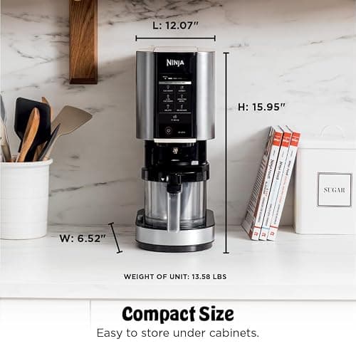 Ninja NC301 CREAMi Ice Cream Maker, for Gelato, Mix-ins, Milkshakes, Sorbet, Smoothie Bowls & More, 7 One-Touch Programs, with (2) Pint Containers & Lids, Compact Size, Perfect for Kids, Silver — view 11
