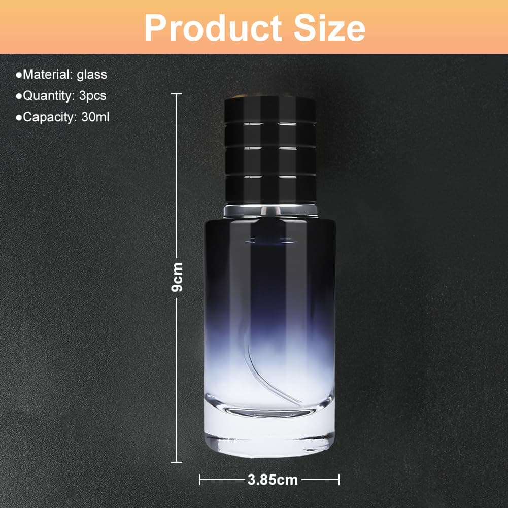 LOPHE Atomizador Perfume, 3 Pcs Frasco Perfume de Vidrio, Recargable, Bote de Perfume Portátil con Accesorios, Pulverizador Perfumer sin Fugas, Contenedor de Colonia para Viaje 30ML (Azul) — view 2