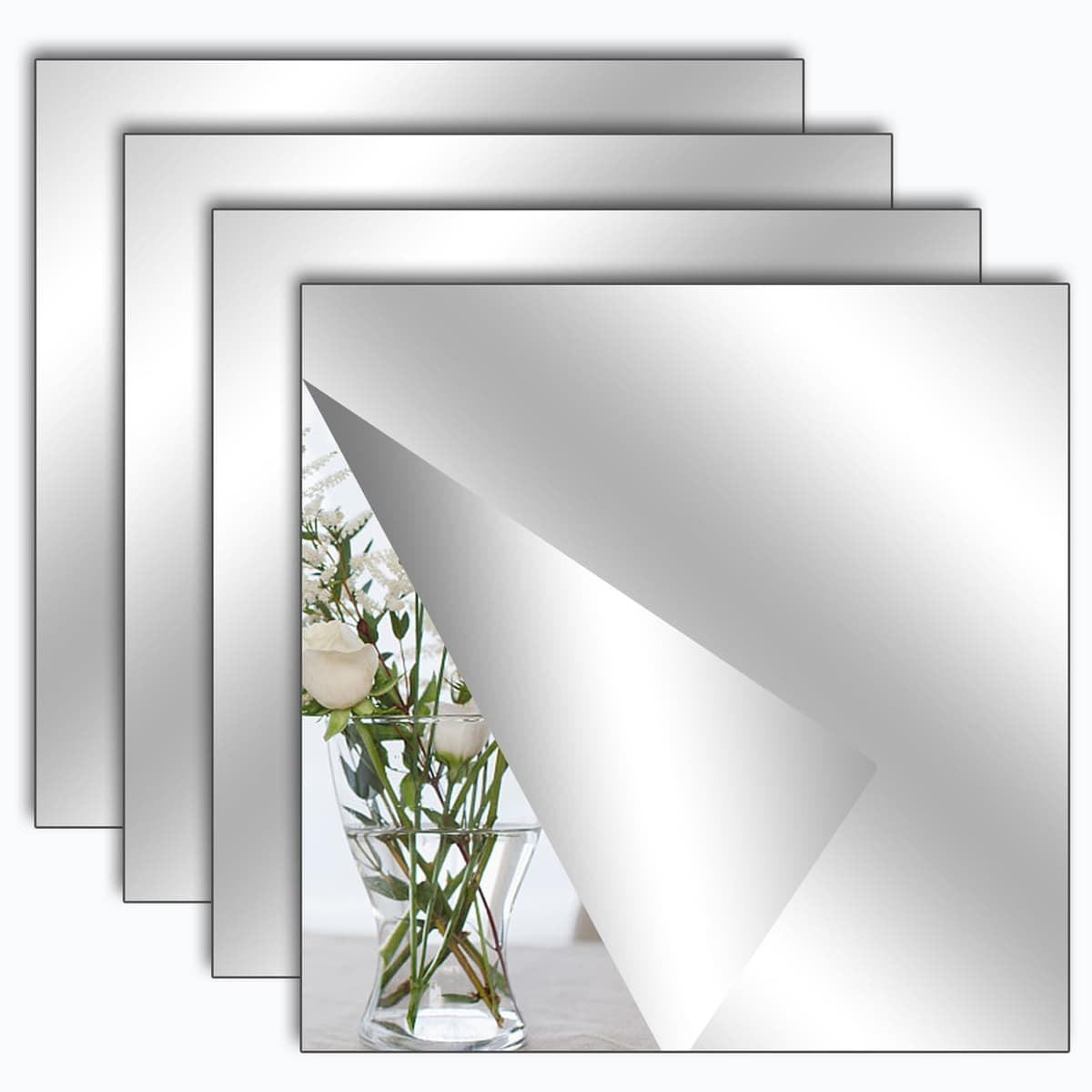 TSLBW 4 Pack Self Adhesive Mirror Stickers 40x30cm Acrylic Mirror Sheets for Wall School Home Livingroom Bathroom Bedroom Decor — view 12