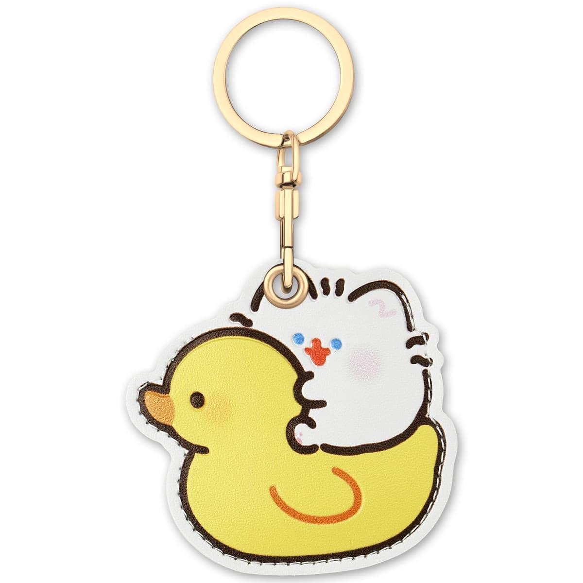 AXFEE 360° Protective Case for Air-Tag, Cartoon Duck Leather Air Tag Keyring Case for A-pple Air-tag, Holder Case for Air-Tags, Air-tags Holder Protective case, Decorations for Key, Bag, Pet