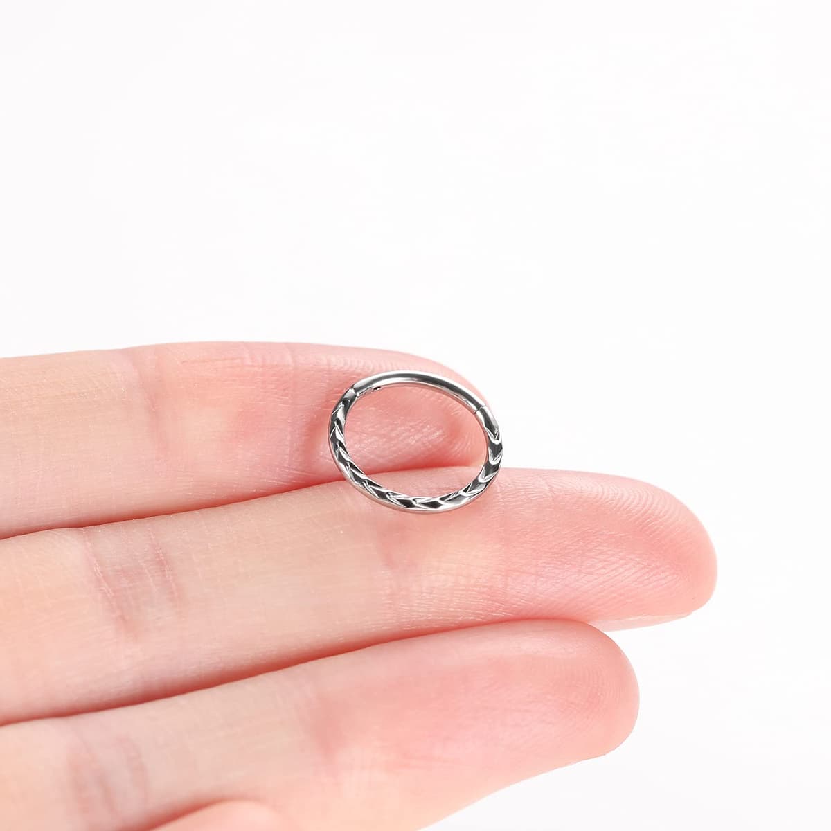 AROWRO 16G Stainless Steel Septum Clicker Daith Earrings Daith Rook Tragus Helix Cartilage Lobe Septum Piercing Jewelry Snake/Pyramid/Arrow/Star Design Hinged Segment Ring — view 2