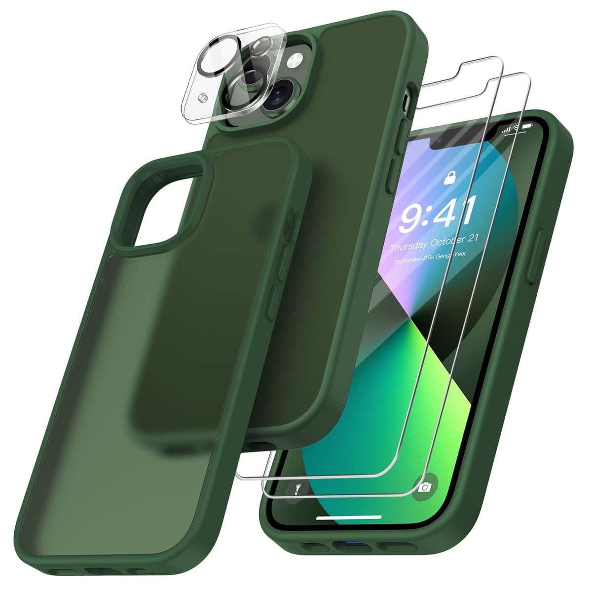 FLLAO 4 en 1 Funda para iPhone 15 con 2 Protector Pantalla y 1 Protector Lente Cámara, [Almohadilla de Aire integrada] Antigolpes Antiarañazos Carcasa 6,1 Pulgadas, Transparente — view 52