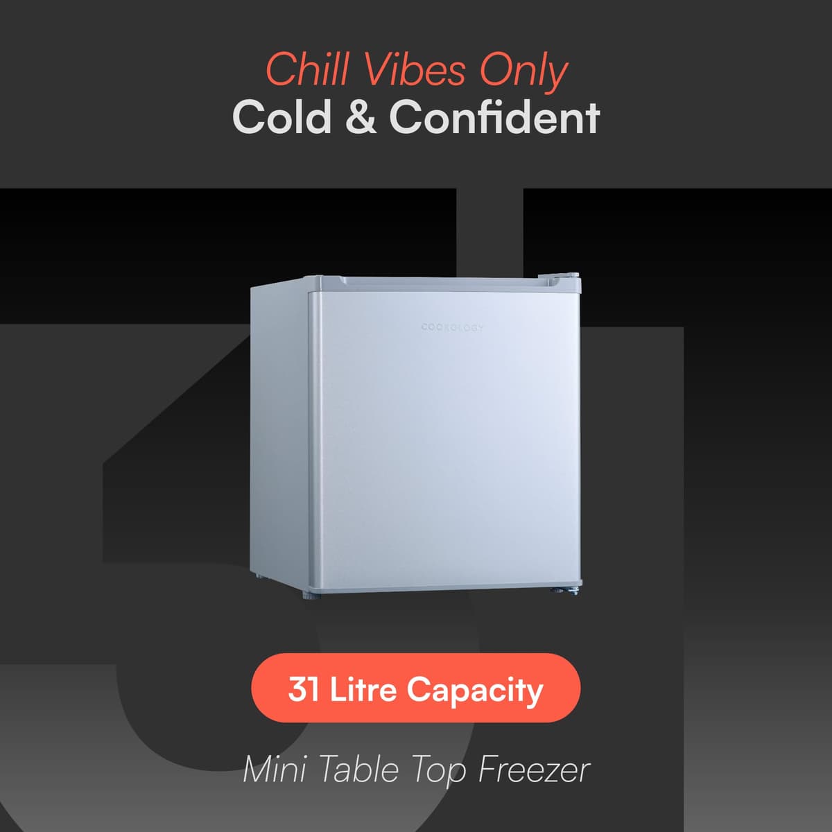 Cookology MFZ32SL Small Table Top Mini Freezer in Silver - 32 Litre Capacity - For Counter Tops - Adjustable Temperature Control & Legs - Removable Wire Shelf - 4 Star Freezer Rating — view 2