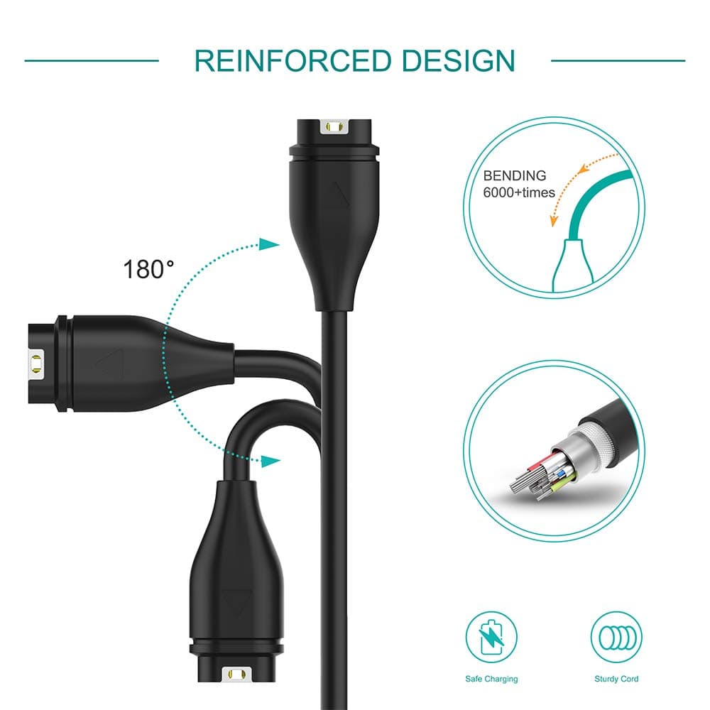 TUSITA Charger Compatible with Garmin Fenix 5 5S 5X Plus 6 6S 6X Pro 7 7S 7X, Forerunner 45 45S 245 Music 935 945, Vívoactive 3 4 4S, Approach S10 S40 S60,Vívomove 3S Sport,Venu Sq 2 Plus, Instinct — view 4