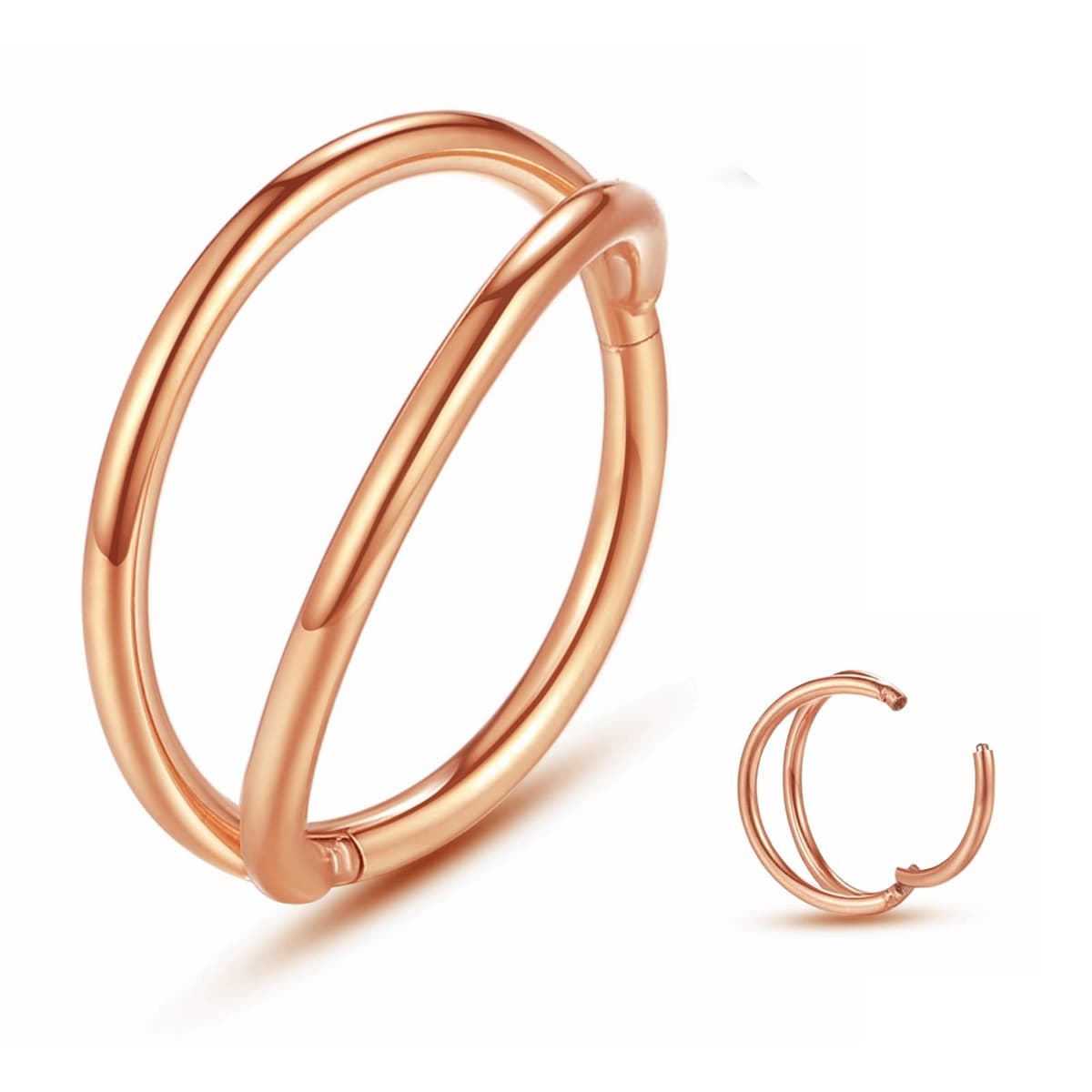Yrogcu 20G 18G 16G 14G Single/Double Hoop Stainless-Steel Seamless-Hinged-Piercing Segment-Clicker Nose-Ring-Hoop : Diameter 6mm 8mm 10mm 12mm Cartilage Earrings — view 23
