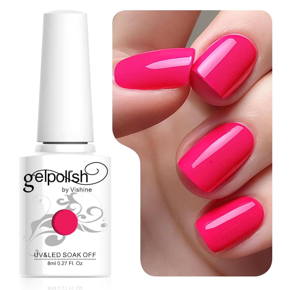Vishine 15ml Semipermanente Esmalte de uñas en gel Soak-off UV LED Manicure Barniz Geles DIY Salon Neon Pink # 2039 — view 18