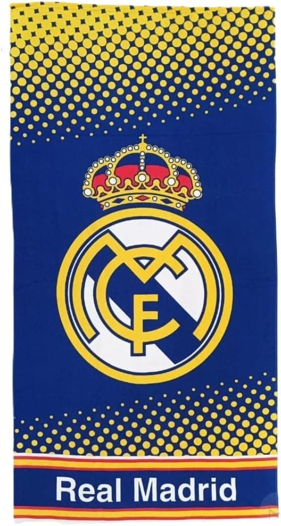 Real Madrid Toalla Playa Oficial 70x140 cm – 100% Microfibra, Secado Rápido, Ligera y Compacta – Toalla Piscina, Viaje y Deporte – Diseño Original Club Fútbol (Logo Club)
