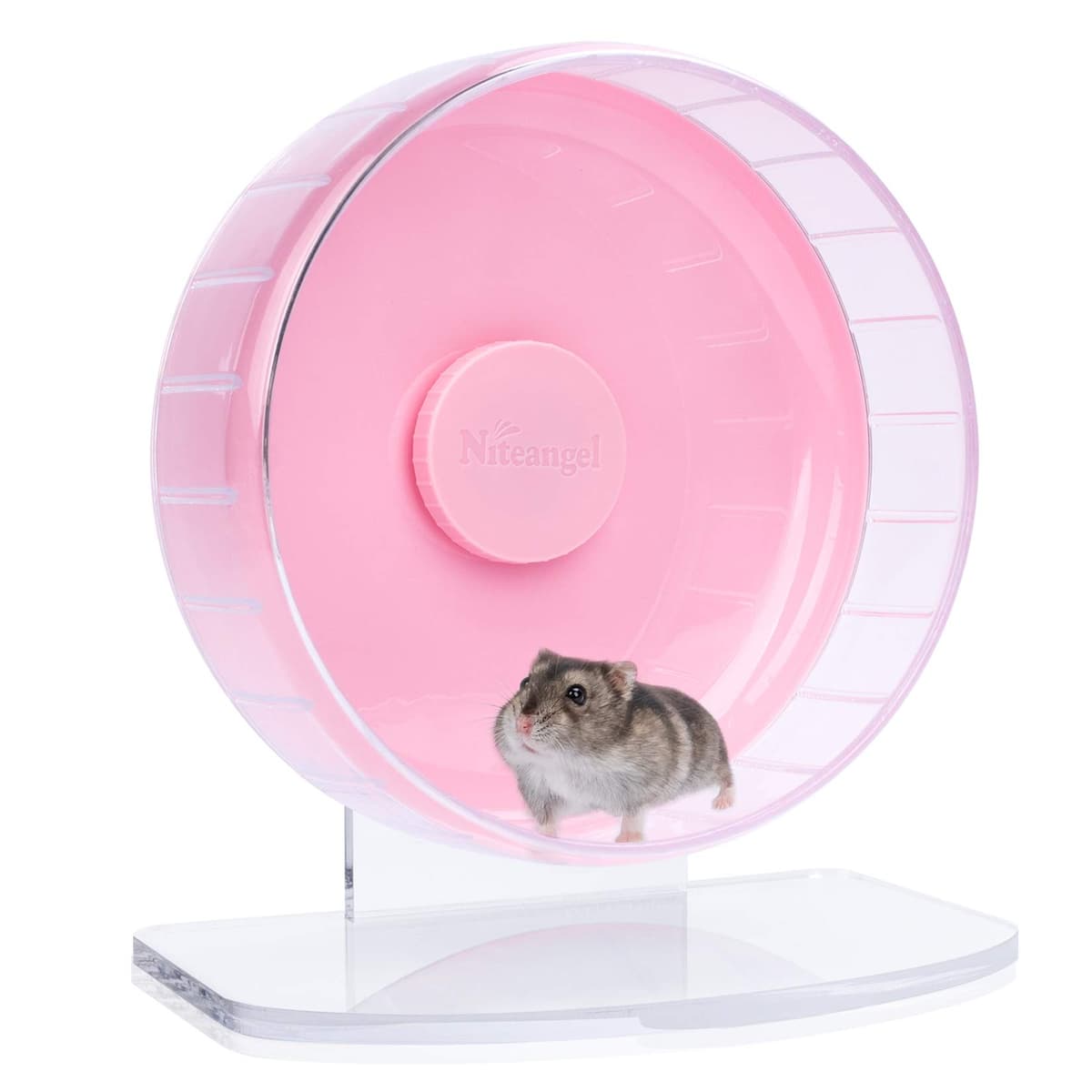 Niteangel Super Silent Hamster Exercise Wheels - Quiet Spinner Hamster Running Wheels with Adjustable Stand for Hedgehog Gerbils Mice Or Other Small Animals (Large, Transparent) — view 29