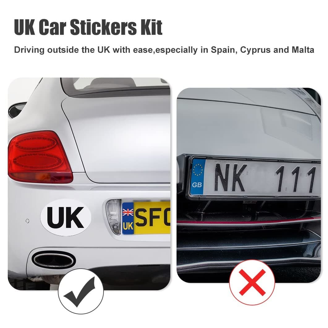 VICKMALL UK Stickers for Car 1 Pack Magnetic UK Car Stickers for Europe 4 Pack UK Number Plate Stickers Self-adhesive No Scratching Weather Resistant Replace GB Stickers for Car, Driving in Europe — view 3