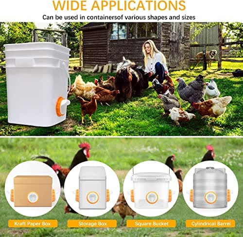 DSTANA Chicken Feeder No Waste 12 Ports Automatic Poultry Feeder with 12 Stopper & 1 Hole Saw, Weatherproof Reusable DIY Chicken Feeders Kits for Buckets, Barrels, Bins(White) — view 4