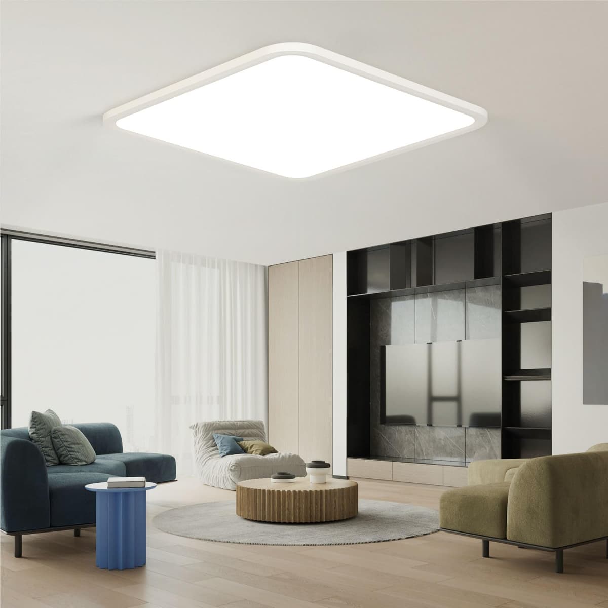 EASY EAGLE LED Lámpara de Techo 48W 4800LM Moderna Cuadrada Plafón Luz Led 6500K Lámpara Panel IP44 Impermeable para Baño Sala Dormitorio Cocina Oficina Comedor Ø30CM — view 20