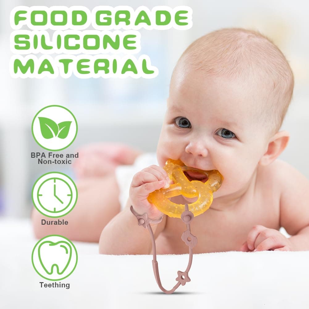 Vicloon Silicone Toy Clip, 4Pcs Toy Safety Straps, Food Grade Silicone Pacifier Clips Sippy Cup Strap, Adjustable Stroller Pacifier Strap Hanging Toys, Anti Drop Chain for 18+ Month(Pink/Purple) — view 4