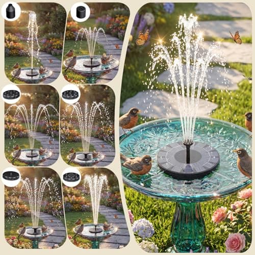AISITIN Solar Fountain, 2.5W Solar Water Fountain Pump with 6 Nozzles & 4 Tube Supports, 6.7" Solar Powered Fountain for Garden, Pond, Pool, Fish Tank, Aquarium Outdoor — view 3