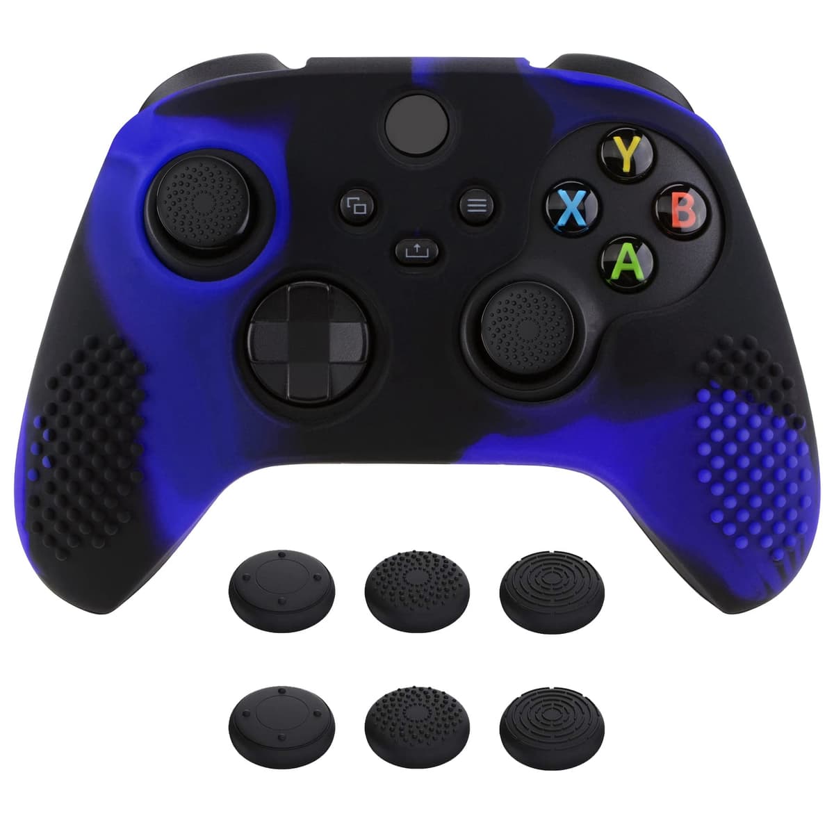 eXtremeRate PlayVital Funda de Silicona para Xbox Series X/S, Carcasa Antideslizante con 6 Thumb Grips, Protector Ergonómico, Accesorios para Xbox Series X/S - 3D Tachonado (Oscuro Gris Negro) — view 30