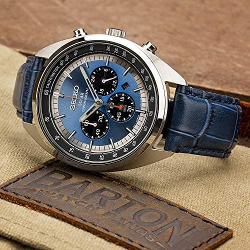 21mm Navy Blue - BARTON Alligator Grain - Quick Release Leather Watch Bands — view 4
