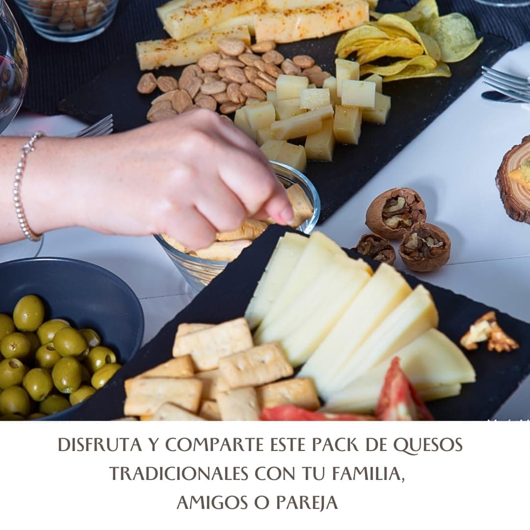SALETA® Cesta Quesos Gourmet Regalo | Queso Oveja de La Mancha | 6 Cuñas Queso Semicurado, Curado, con Guindilla, Trufa, Añejo y en Aceite de Oliva Virgen Extra | "Pack Tentaciones 1,5Kg" — view 4