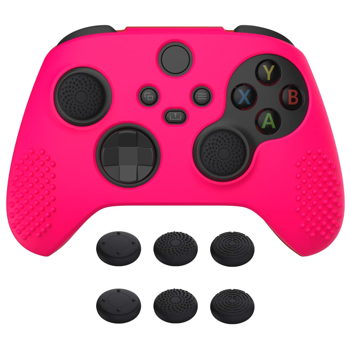 eXtremeRate PlayVital Funda de Silicona para Xbox Series X/S, Carcasa Antideslizante con 6 Thumb Grips, Protector Ergonómico, Accesorios para Xbox Series X/S - 3D Tachonado (Oscuro Gris Negro) — view 18