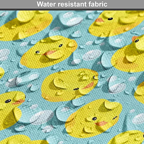 Lunarable Cartoon Fabric by The Yard, Happy Rubber Duck and Bubbles Pattern Theme Art, Decorative Fabric for Upholstery and Home Accents, 3 Yards, Yellow Aqua — view 5