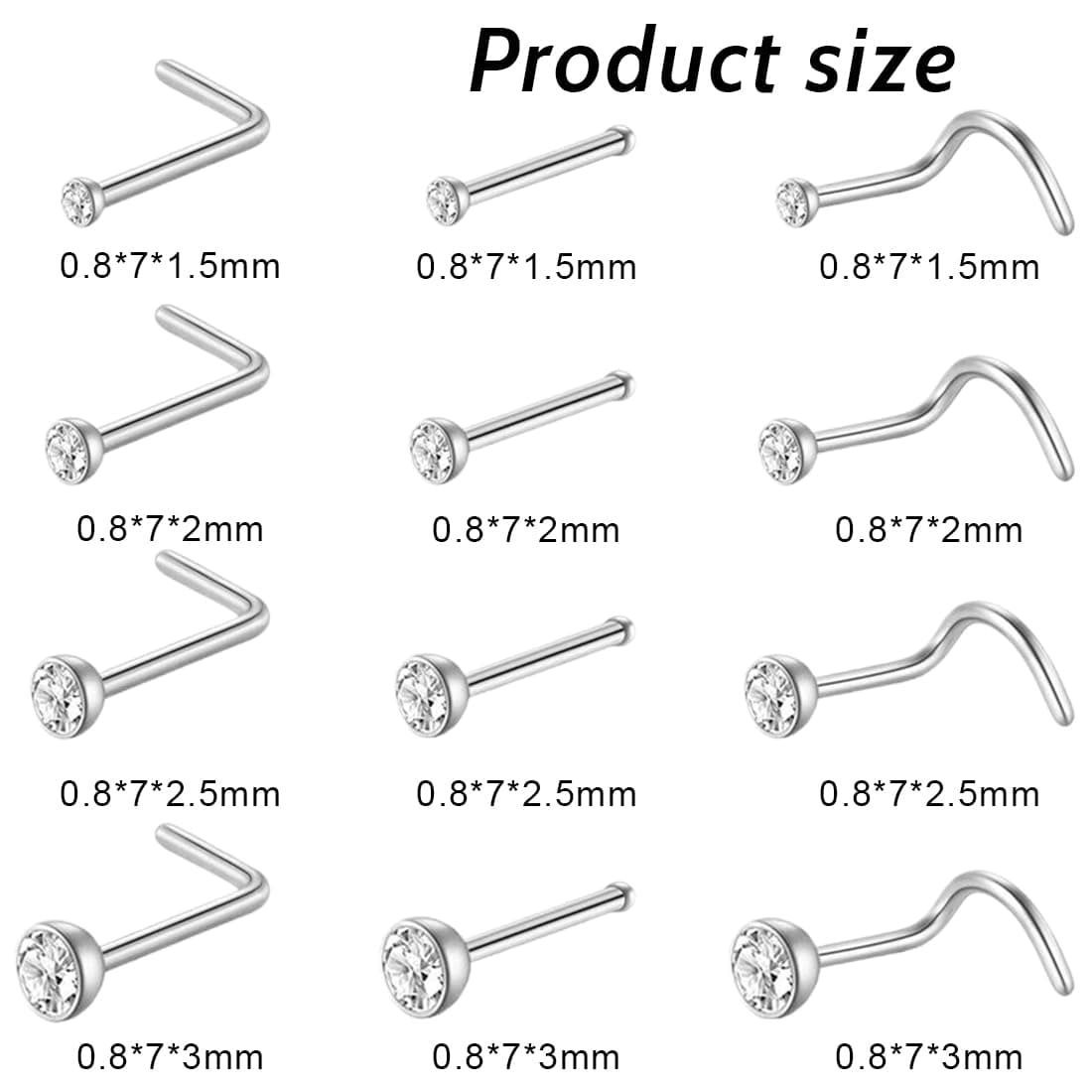 JEYORZY 12 Piezas Piercing Nariz para Mujeres Hombres, Narizs Anillo Piercing Joyería, Piercing Nariz Acero Quirurgico Pirsin Nariz Pendientes Nariz Piercings Nariz Falso Traje unisexo — view 6