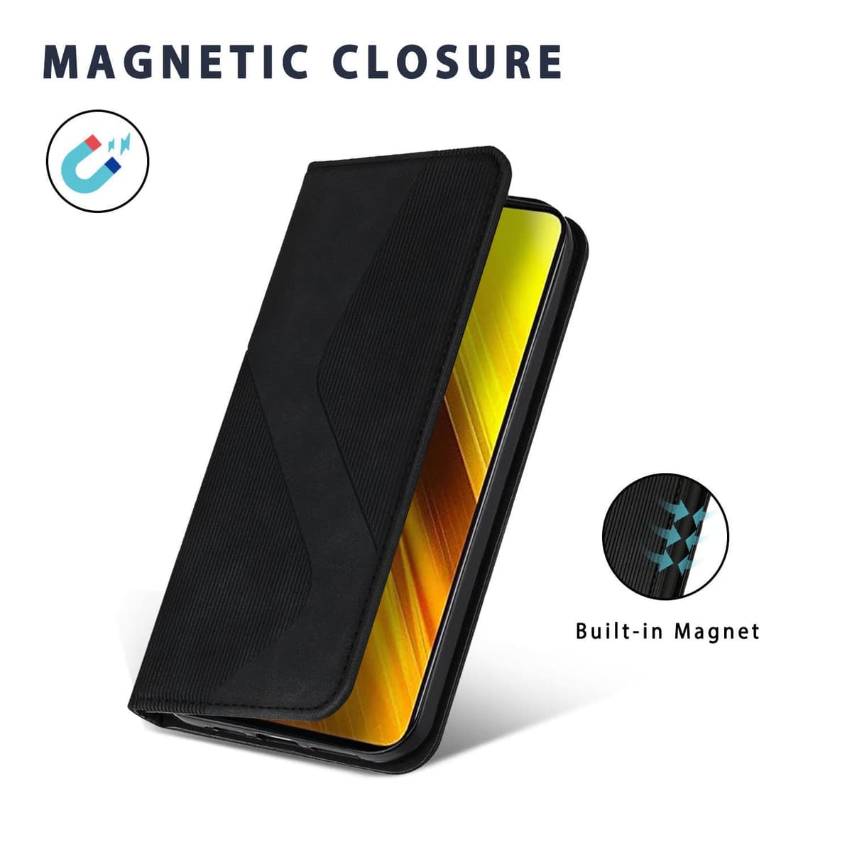 Funda para Xiaomi Poco X3 Pro/Poco X3 NFC/Poco X3, Funda Libro de Cuero con Ranura para Tarjeta, Wallet Flip Caso Carcasa para Xiaomi Poco X3 Pro/Poco X3 NFC/Poco X3 (Negro) — view 5