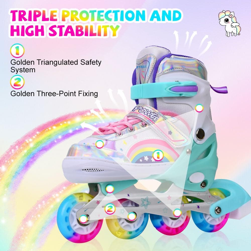 Patines en Linea Ajustables para Niña Niño Patines Linea con Todas Las Ruedas iluminadas, Patines en línea para niños para Uso en Interiores y Exteriores — view 5