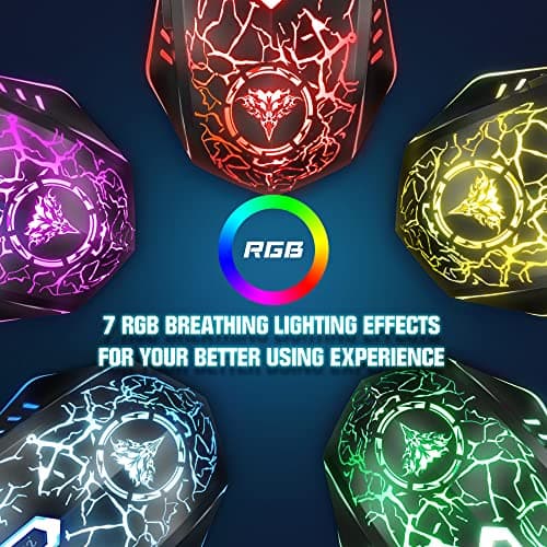 BENGOO Gaming Mouse Wired, Ergonomic Gamer Laptop PC Optical Computer Mice with RGB Backlit, 4 Adjustable DPI Up to 3600, 6 Programmable Buttons for Windows 7/8/10/XP Vista Linux -Black — view 6
