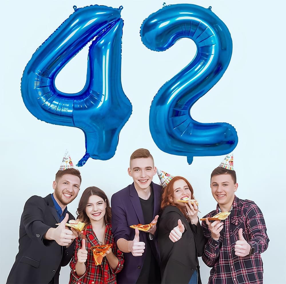 Foil Globo Número 5 Azul 40" (101cm), Inflable Helio o aire, Gigante Numeros 0-9, 10-19, 20-29, 30-100, Grande Globos Decoración para La Boda Aniversario y Cumpleaños Fiestas — view 11