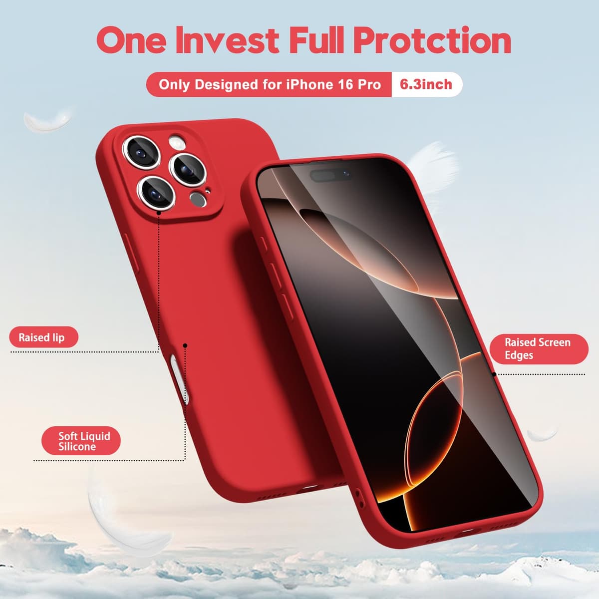oakxco for iPhone 17 Pro Max Phone Case Liquid Silicone, Cute Thin Slim Grip Soft Rubber Gel for Women Men, Smooth Matte TPU Plain Solid Color Girly Simple Case with Camera Cover, Light Pink — view 657