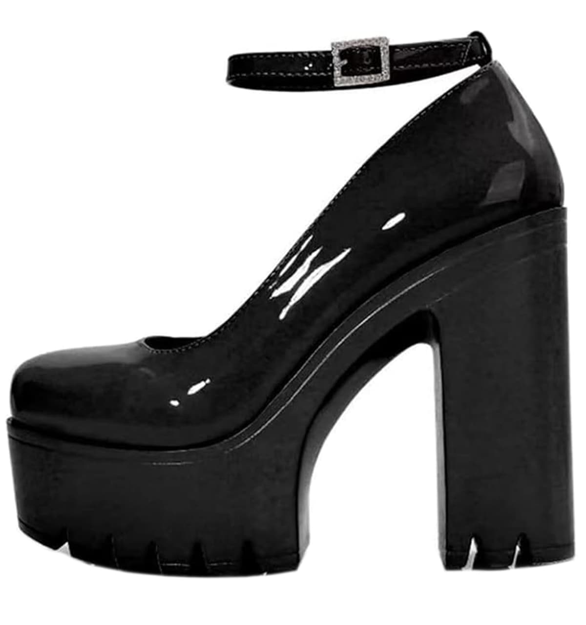 Womens Platform Mary Janes Shoes Sweet Toe Ankle Lolita Gothic Pumps Chunky Patent Leather — view 46