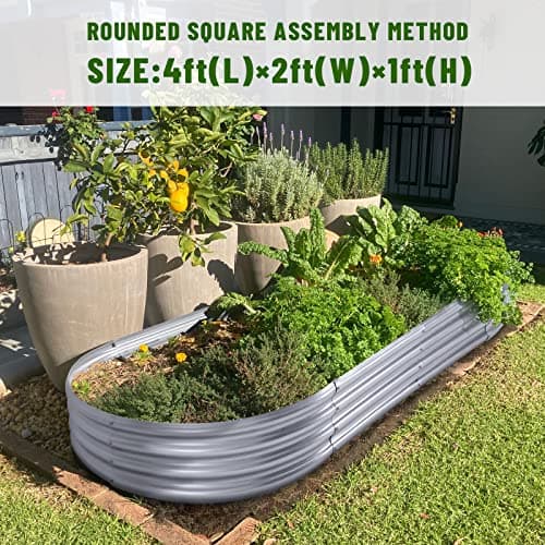 Land Guard Galvanized Raised Garden Bed Kit, Galvanized Planter Raised Garden Boxes Outdoor, Oval Large Metal Raised Garden Beds for Vegetables…… — view 2