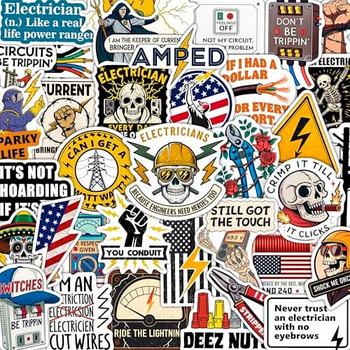 100Pcs Funny Electrician Stickers for Hard Hats, Waterbottle - Electrical Stickers - Electrician Gifts for Men, Party Supplies - Gift for Women & Men