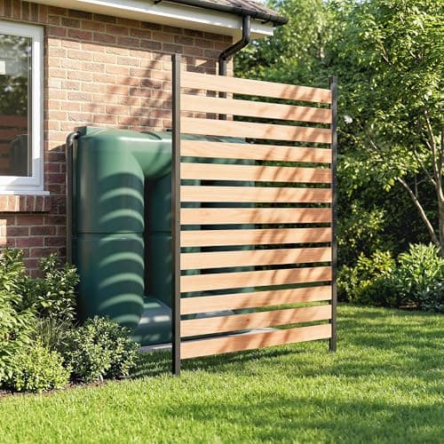 Outsunny Outdoor Privacy Screen Panel, 38" x 76" No Dig Space Divider with Fir Wood Planks and Aluminum Posts for Patio Backyard, Great to Hide Trash Cans, Air Conditioner Fence — view 7