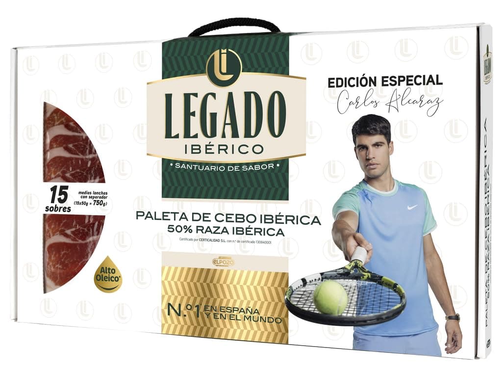 Elpozo maletín paleta de cebo ibérico medias lonchas 15x50g - Edición especial Carlos Alcaraz - Especial para regalo