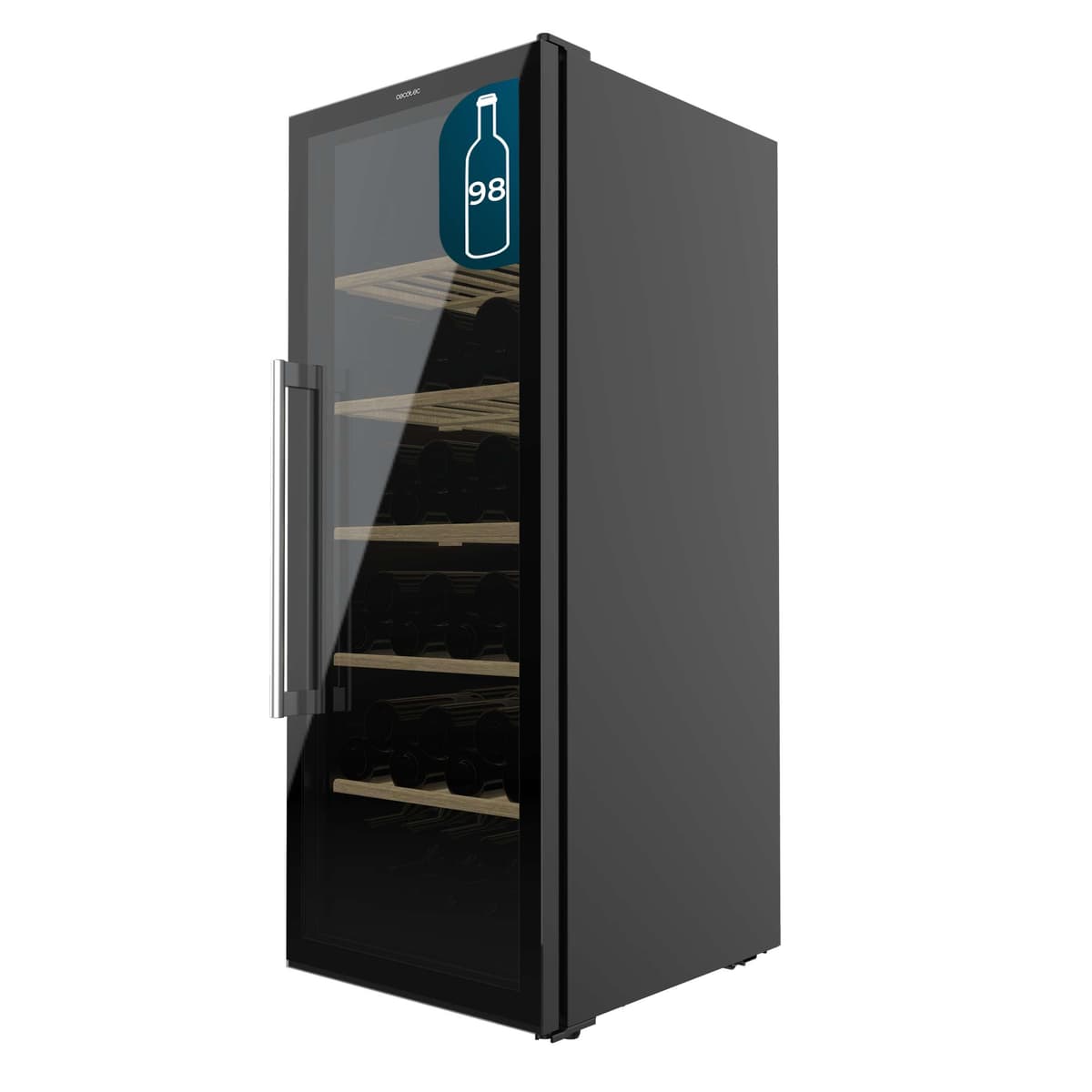 Cecotec Vinoteca 98 Botellas Bolero Grand Sommelier 98000 Black: Vinoteca De 128,5 cm Con Sistema De Enfriamiento Silencioso A 41Db Y Panel De Control Táctil