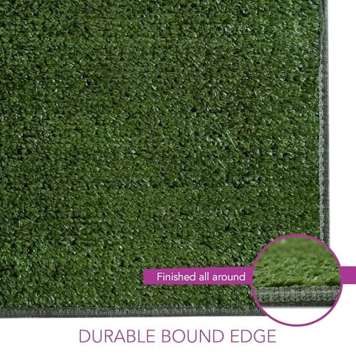 iCustomRug Indoor/Outdoor Turf Carpet & Rugs, Synthetic Grass Artificial Grass for Decks, Patios, Yards, Camping, Boats, Finished Edges with Binding Tape, 6 x 11ft in Lawn Green — view 4