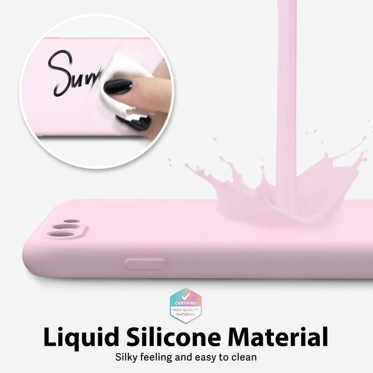 oakxco for iPhone 17 Pro Max Phone Case Liquid Silicone, Cute Thin Slim Grip Soft Rubber Gel for Women Men, Smooth Matte TPU Plain Solid Color Girly Simple Case with Camera Cover, Light Pink — view 652