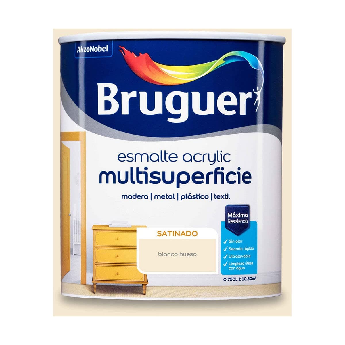 Bruguer Acrylic Multisuperficie Esmalte al agua Satinado - Pintura 750 mL, Blanco Permanente — view 26