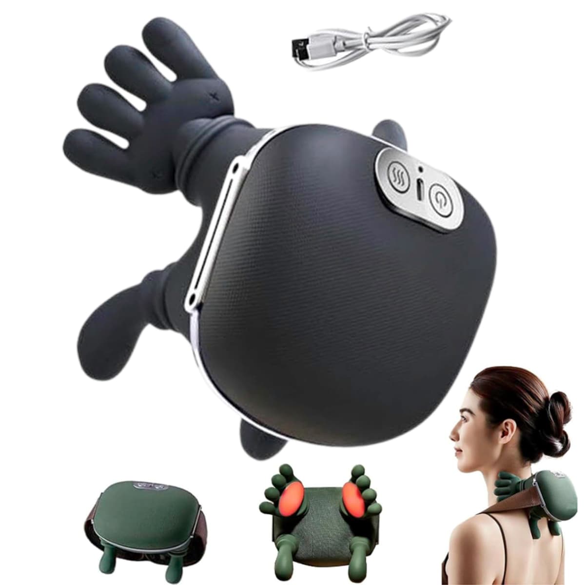 Masajeador Cervical Y Espalda 4D, Recargable Masajeador Cuello Eléctrico, Masajeadors De Hombros Calentado Con Diseño Biónico Con 2 Niveles De Temperatura, Para Alivia Dolores Y Fatiga(02)