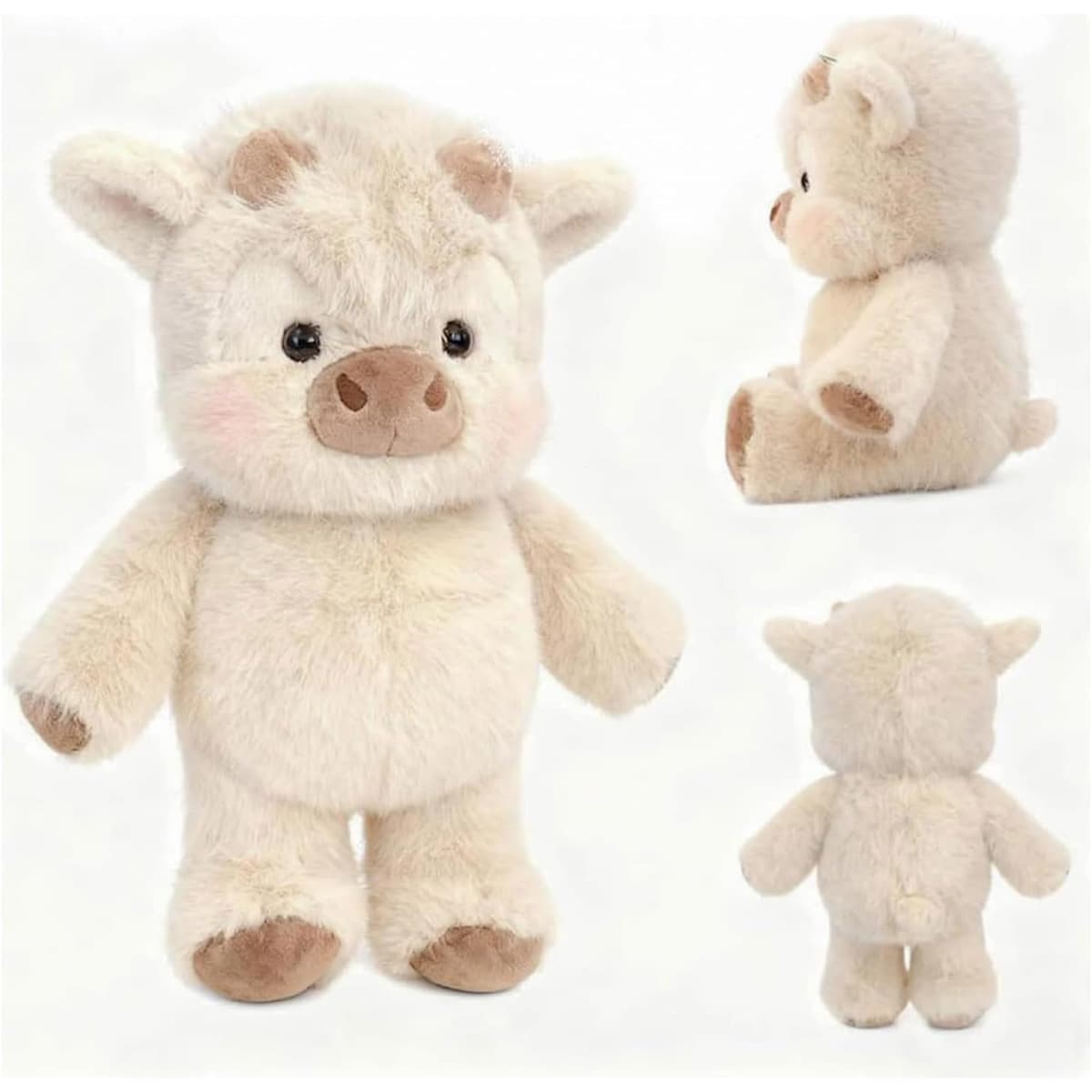 Highland Cow Soft Plush Toy – Adorable Furry Running Cow Stuffed Animal for Stress Relief and Emotional Support