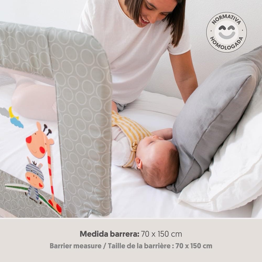 Interbaby Barrera Seguridad Niños Cama Abatible 150 cm | Niños Entre 18 Meses y 5 Años | Barandilla Cama Niño de Fácil Instalación, Seguridad, Compatible con Camas Nido | Jirafa — view 3