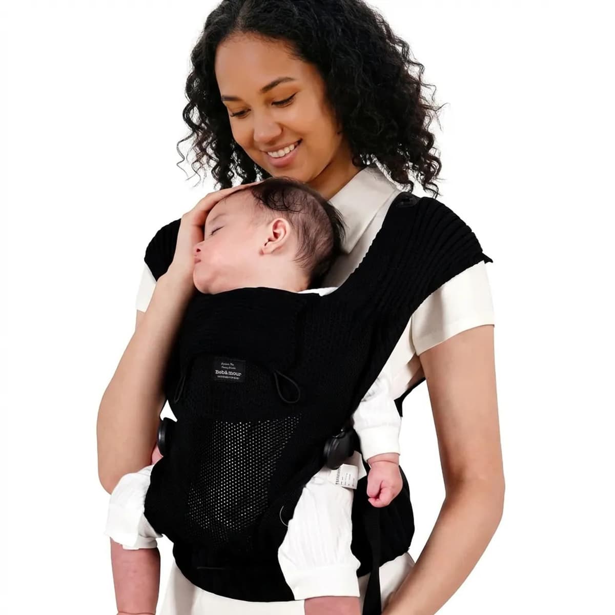 Bebamour Knit Baby Carrier,Cozy and Lightweight Carrier for 4-24 Months,Ergonomic Baby Carrier with Head Hood, Black — view 3