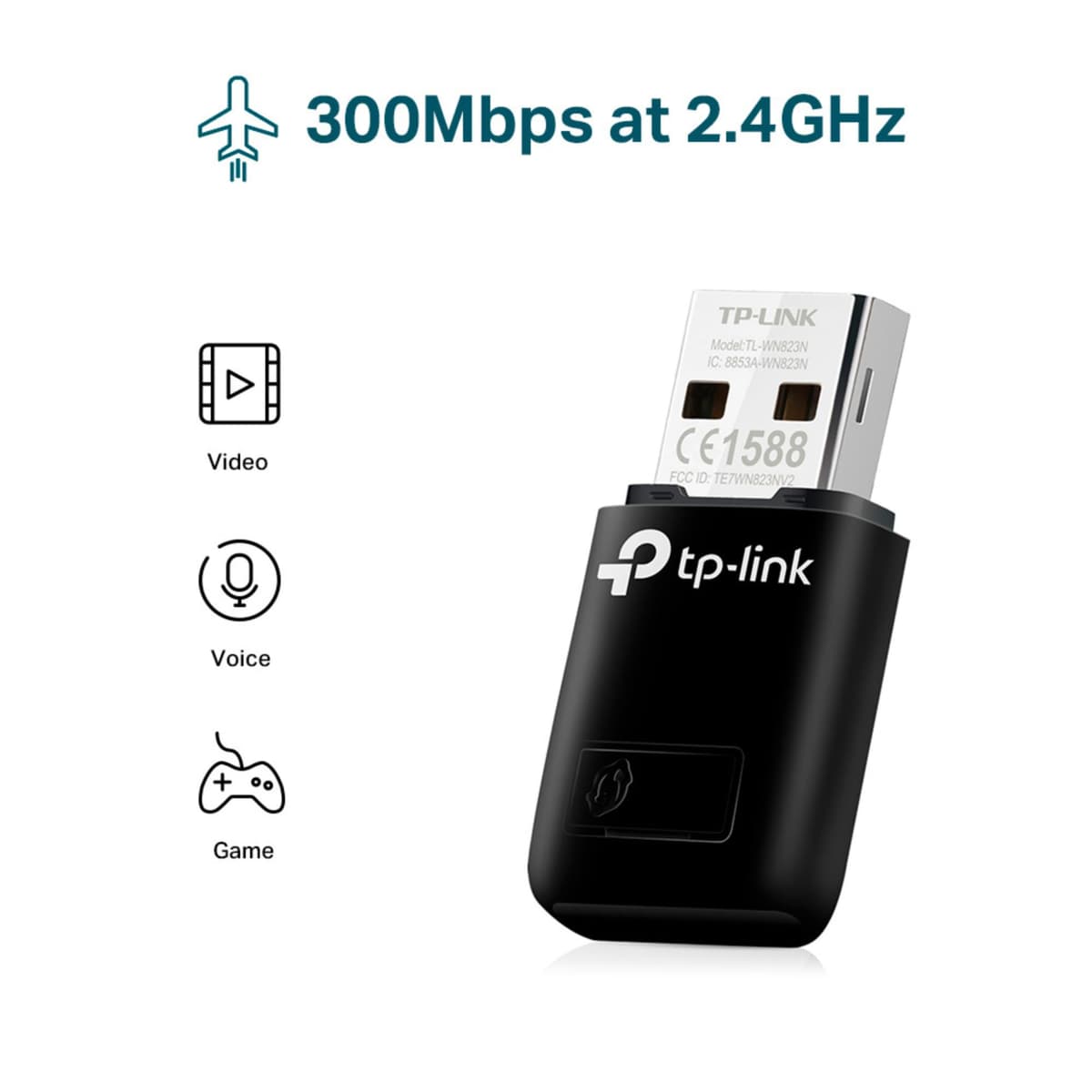 TP-Link TL-WN823N Adaptador USB Tarjeta de Red, Inalámbrico 300Mbps, 2.4Ghz, Puerto USB 2.0, WPS, Windows 11/10/8.1/8/7/XP, Mac OS 10.15 e Inferior, Linux, WiFi4 N300 — view 4